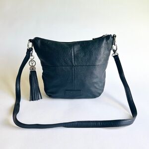 Tignanello Black Genuine Leather Shoulder Bag Crossbody Bag